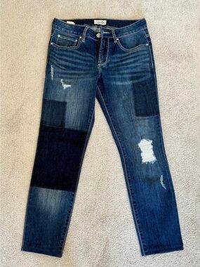 Mccoy Women's Dark Blue Patchwork Distressed Skinny Jeans